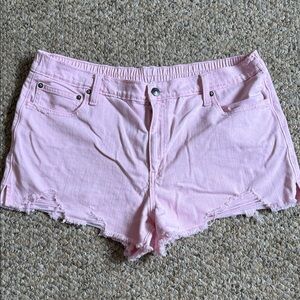 Aerie Light Pink Distressed Jean Shorts